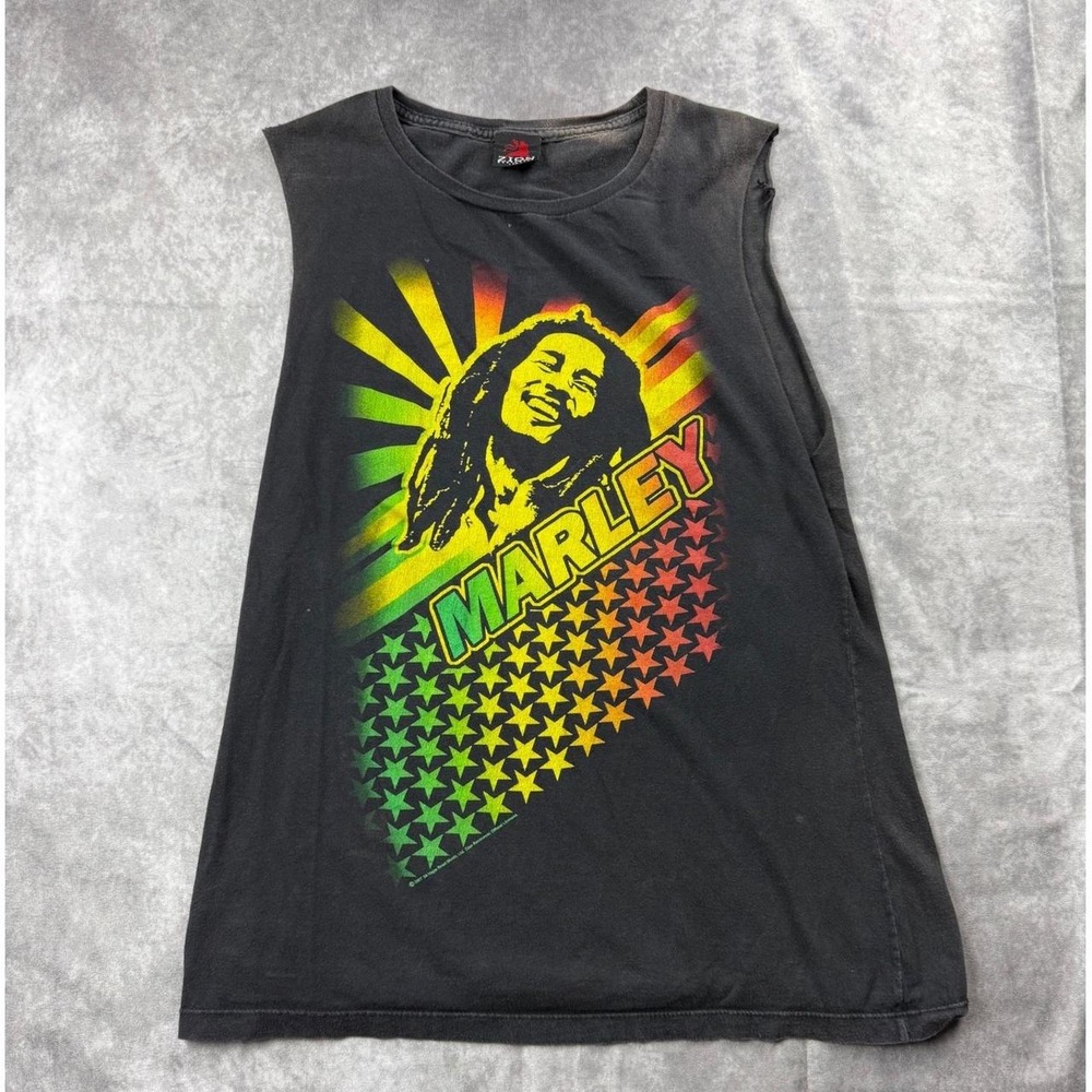 Vintage 2007 Bob Marley Zion Rootswear Muscle Tee Black Graphic Tank Top XL